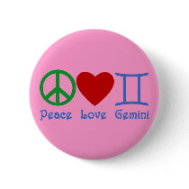 Peace Love Gemini Astrological Design Pins