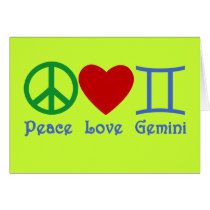 Peace Love Gemini Astrological Design Greeting Cards