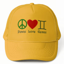 Peace Love Gemini Astrological Design Mesh Hat