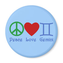 Peace Love Gemini Astrological Design Refrigerator Magnet