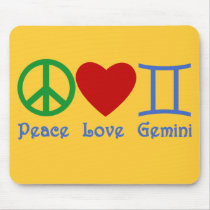 Peace Love Gemini Astrological Design Mouse Pads