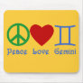 Peace Love Gemini Astrological Design Mouse Pads