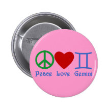 Peace Love Gemini Astrological Design Pins