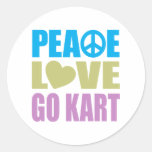 Peace Love Go Kart Round Sticker