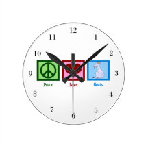 Peace Love Goats Round Wallclock