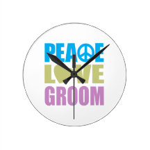 Peace Love Groom Clocks
