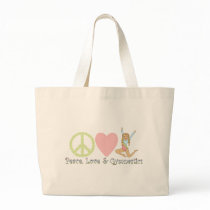 peace love gymnastics blonde bag