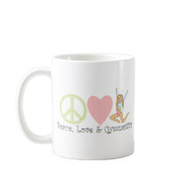 peace love gymnastics blonde coffee mug