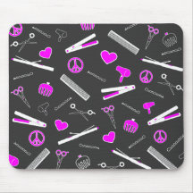 Peace, Love, & Hair Accessories (Fuchsia Dark) Mousemats