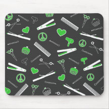 Peace, Love, & Hair Accessories (Green Dark) Mouse Pads