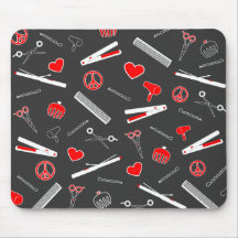 Peace, Love, & Hair Accessories (Red Dark) Mousemat