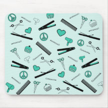 Peace, Love, & Hair Accessories (Turquoise) Mouse Pad