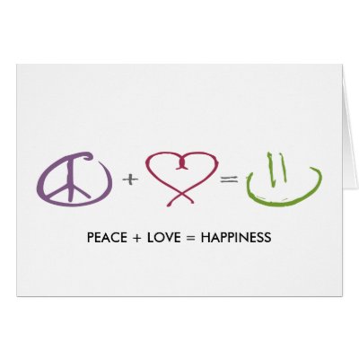 Peace + Love = Happiness Greeting Cards by thecitymix