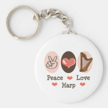 Peace Love Harp KeyChain