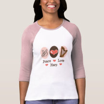 Peace Love Harp Raglan T shirt