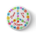 Peace Love Hippos buttons