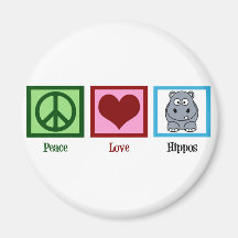 Peace Love Hippos Refrigerator Magnet