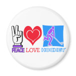 PEACE LOVE HOCKEY GIFTS magnets