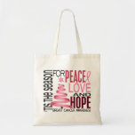 Peace Love Hope Christmas Holiday Breast Cancer Tote Bags