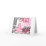 Peace Love Hope Christmas Holiday Breast Cancer Greeting Card