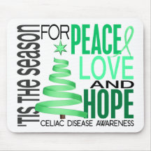 Peace Love Hope Christmas Holiday Celiac Disease Mouse Pad