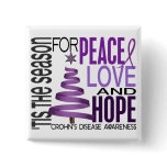 Peace Love Hope Christmas Holiday Crohn's Disease buttons