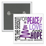 Peace Love Hope Christmas Holiday Crohn's Disease Buttons