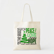 Peace Love Hope Christmas Holiday Kidney Disease Bags