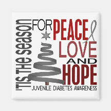 Peace Love Hope Christmas Juvenile Diabetes Refrigerator Magnets