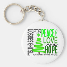 Peace Love Hope Christmas Non-Hodgkin's Lymphoma Key Chain