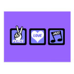 Peace love jazz postcard