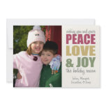 Peace Love & Joy Christmas Cards invitations
