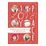 Peace Love Joy Red Collage Photo Christmas Card Custom Announcement