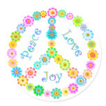 Peace Love Joy Round Stickers