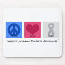 Peace Love Juvenile Diabetes Mousepads