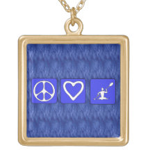 Peace Love Kayaking Custom Necklace