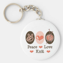Peace Love Knit Key Chain