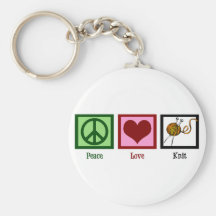 Peace Love & Knitting Keychain