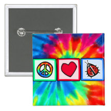 Peace, Love, Ladybugs Buttons