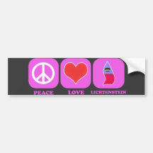 Peace Love Lichtenstein Bumper Stickers