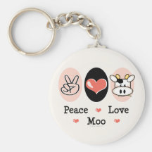 Peace Love Moo Cow Key Chain