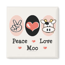 Peace Love Moo Cow Magnet