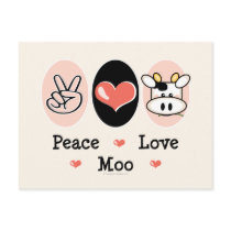 Peace Love Moo Cow Postcard