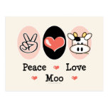 Peace Love Moo Cow Postcard