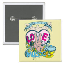 Peace Love Music - Sixties 1960 Illustration Pinback Button