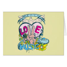 Peace Love Music - Sixties 1960 Illustration Greeting Card