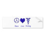 Peace Love Nursing Bumper Sticker