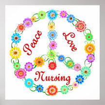 PEACE LOVE NURSING POSTER