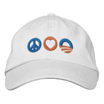 Peace Love Obama Embroidered Baseball Caps