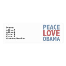 Peace Love Obama Tees and Gifts Business Card